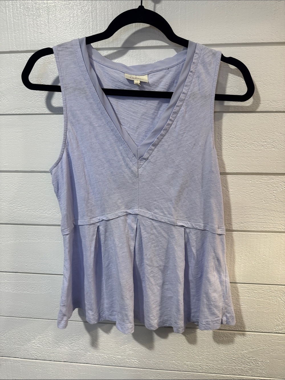 DELETTA- Anthro Sleeveless V-Neck Peplum Top - Light Lavender MEDIUM